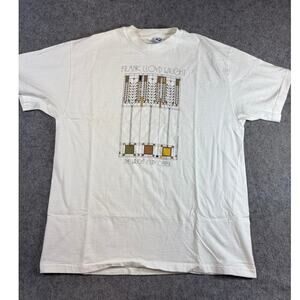 VINTAGE Frank Lloyd Wright Shirt Mens White Study Center Art Architecture Large